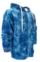 Stafu Jedi Unisex Fermuarlı, Kapüşonlu Marlin Mania Desenli Mavi Sweatshirt