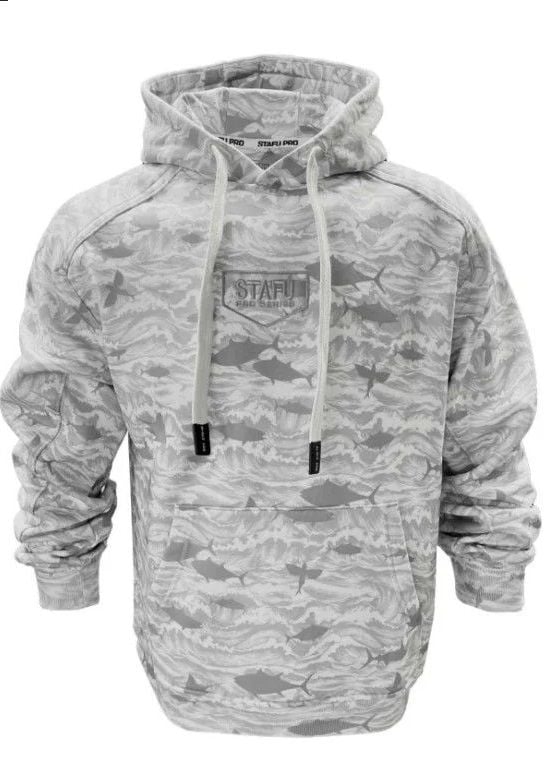 Stafu Prime Unisex Kapüşonlu, Uzun Kollu Signature Desenli Beyaz Sweatshirt