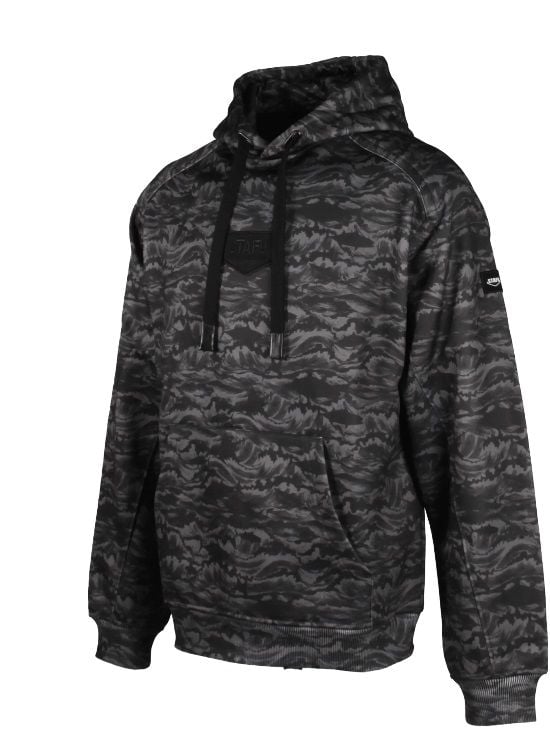 Stafu Prime Unisex Kapüşonlu, Uzun Kollu Signature Desenli Siyah Sweatshirt