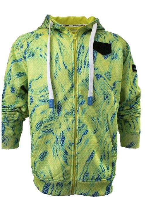 Stafu Jedi Unisex Fermuarlı, Kapüşonlu Trophy Desenli Lime Sweatshirt