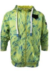 Stafu Jedi Unisex Fermuarlı, Kapüşonlu Trophy Desenli Lime Sweatshirt