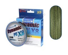 DYNAMIC PE 8X BRAID LINE 150 MT GREEN 0,08 MM
