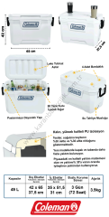 Coleman 316 Cooler 52 QT 5860 C2 Marine Buzluk 49.2 Lt