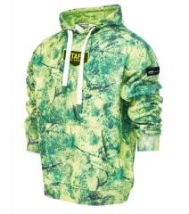 Stafu Prime Unisex Kapüşonlu, Uzun Kollu Marlin Mania Desenli Yeşil Sweatshirt